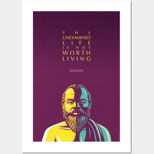 Socrates Inspirational Quote: The Unexamined Life Posters and Art